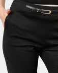 Pantalón recto con simulacion de cinturon Perla Negra