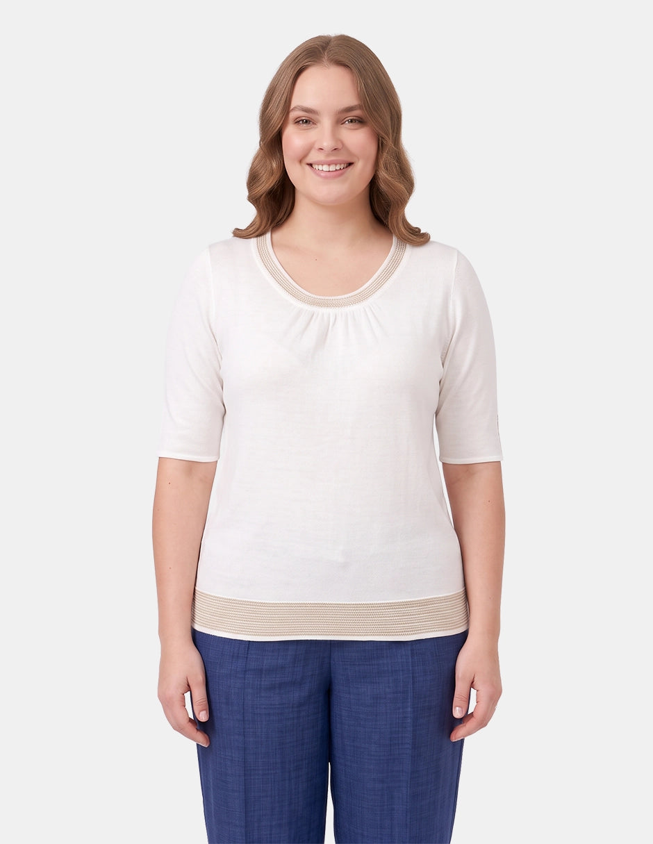 Blusa Escote Redondo con Puntada para Mujer Dimetry