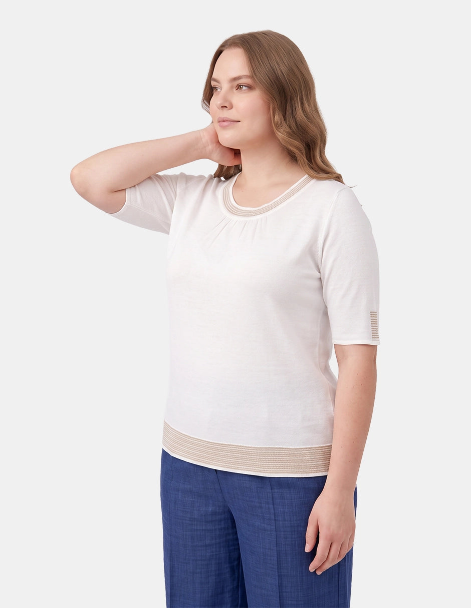 Blusa Escote Redondo con Puntada para Mujer Dimetry
