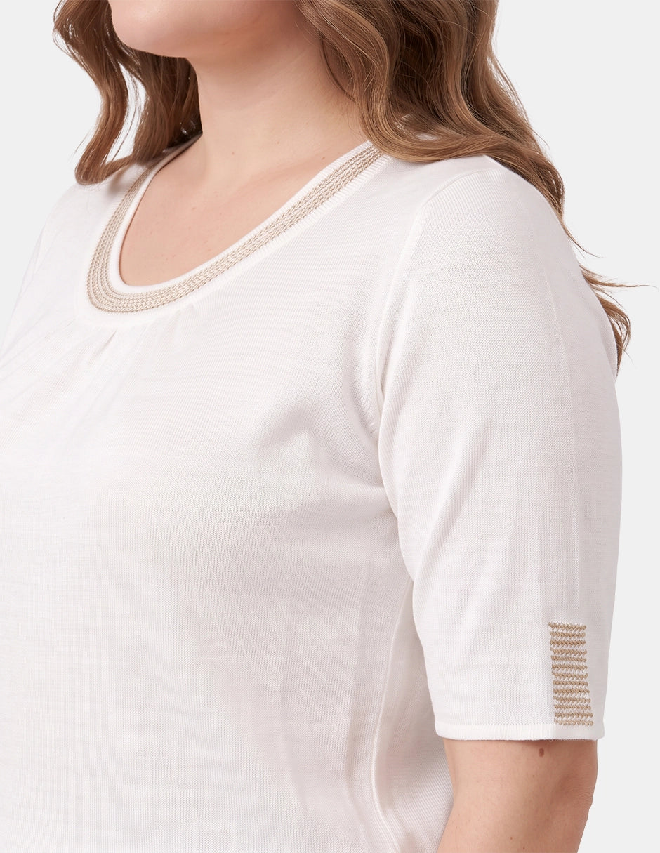 Blusa Escote Redondo con Puntada para Mujer Dimetry