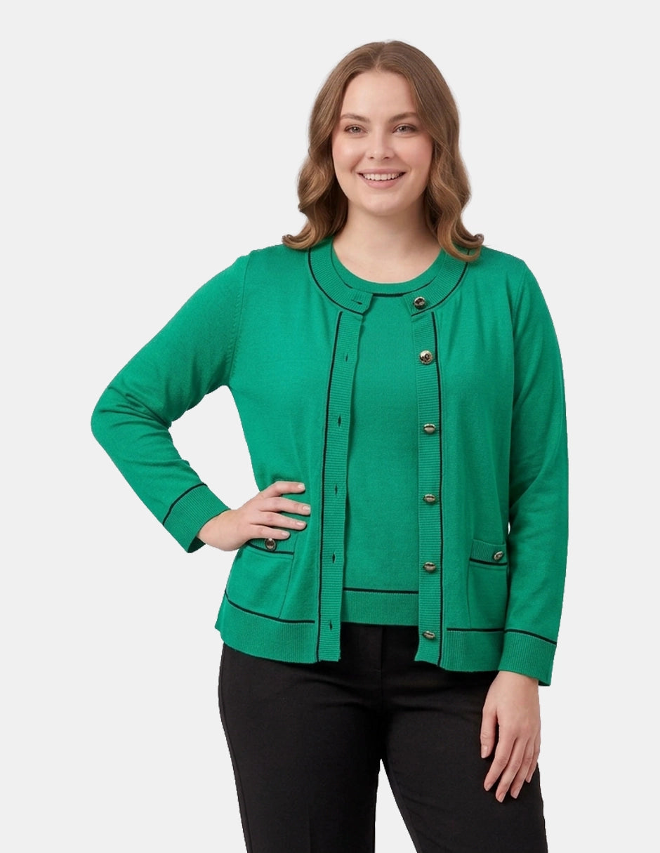 Cardigan Cuello Redondo Manga Larga para Mujer