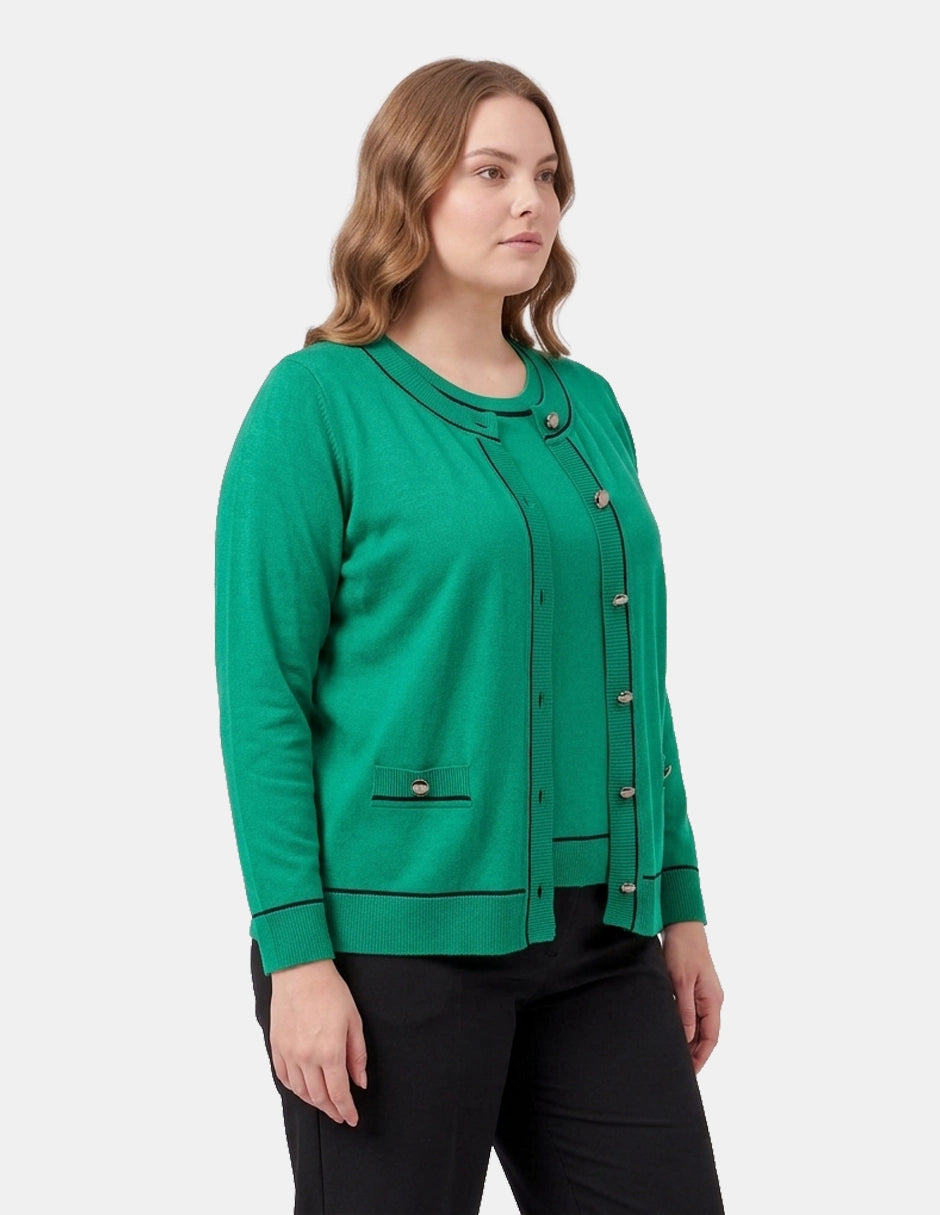 Cardigan Cuello Redondo Manga Larga para Mujer
