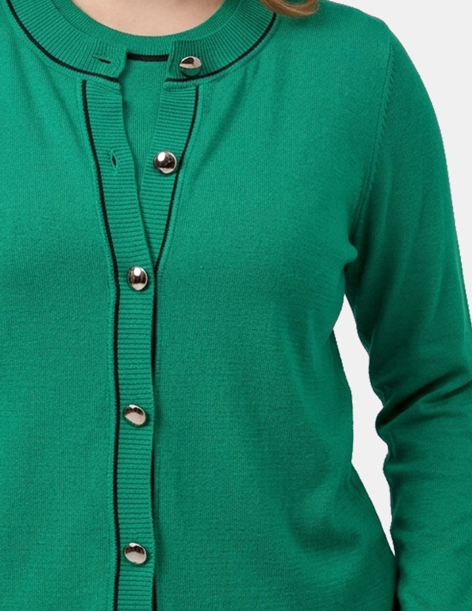 Cardigan Cuello Redondo Manga Larga para Mujer