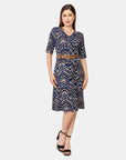 Vestido cuello v manga al codo Dimetry