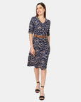 Vestido cuello v manga al codo Dimetry