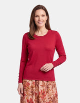 Blusa cuello ovalo con detalle en mangas