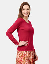 Blusa cuello ovalo con detalle en mangas
