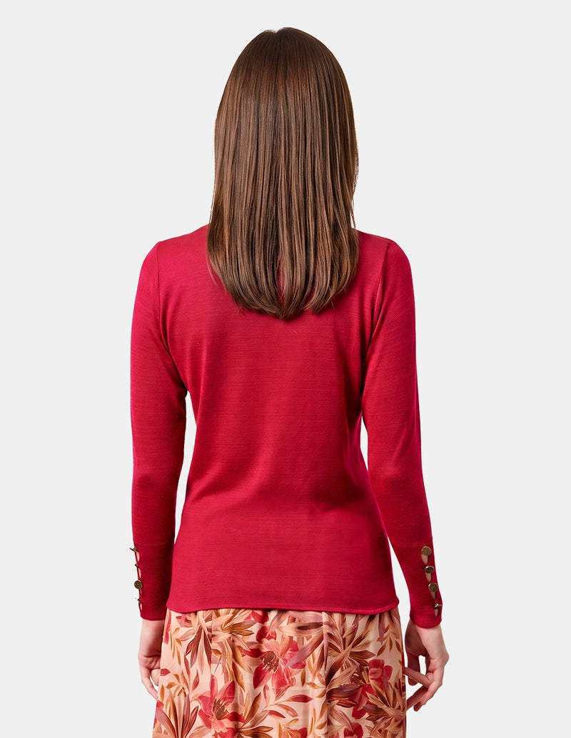Blusa cuello ovalo con detalle en mangas
