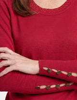 Blusa cuello ovalo con detalle en mangas