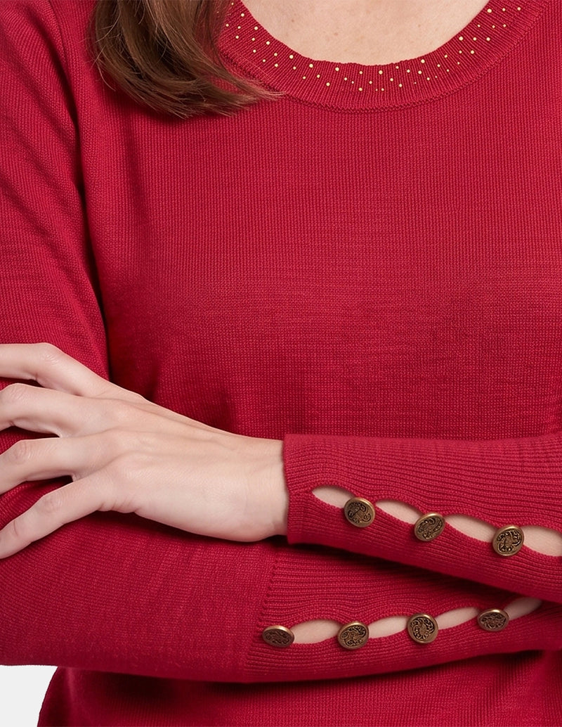 Blusa cuello ovalo con detalle en mangas