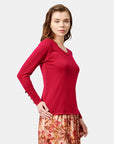 Blusa cuello ovalo con detalle en mangas La Glorichu