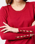 Blusa cuello ovalo con detalle en mangas La Glorichu