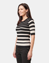 Blusa de punto con rayas banco y negro - Blusa - Vitos