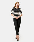 Blusa de punto con rayas Perla negra