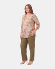 Blusa estampada cuello  v Curvy