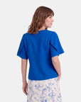Blusa azul con bordado Meredith