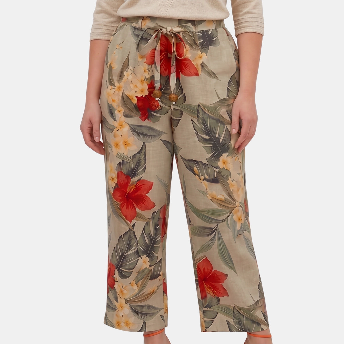 Pantalón estampado con pinzas taniana Curvy