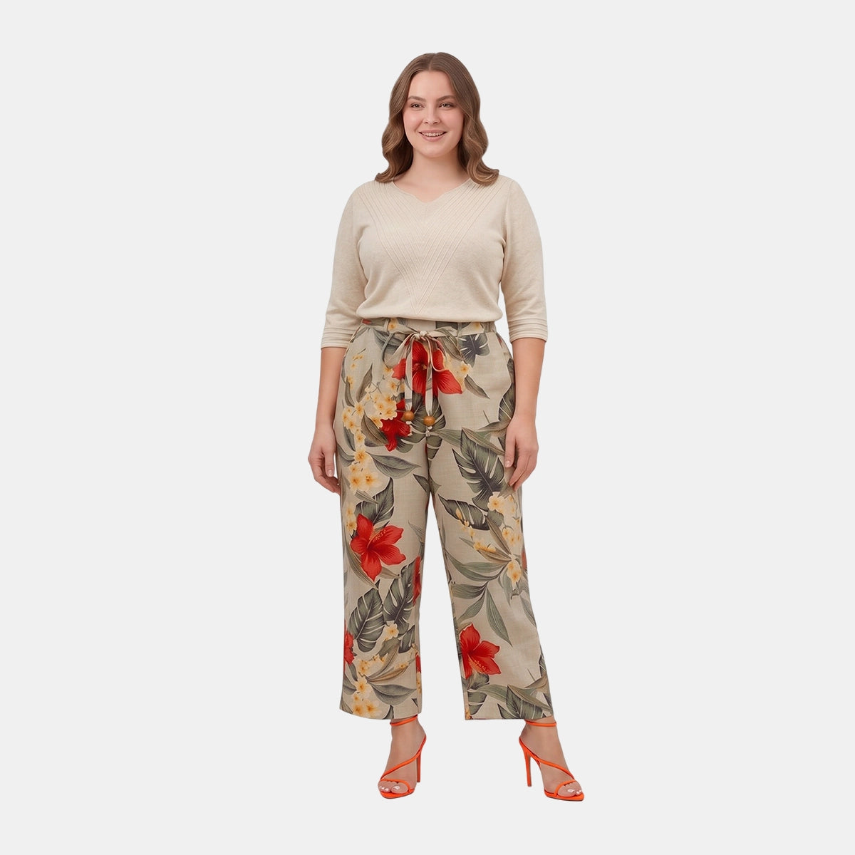 Pantalón estampado con pinzas taniana Curvy