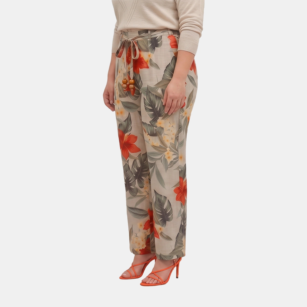 Pantalón estampado con pinzas taniana Curvy