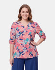 V68602 - Blusa con  fuelle manga fruncida Letizia Curvy