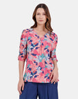 Blusa con fuelle manga fruncida Letizia
