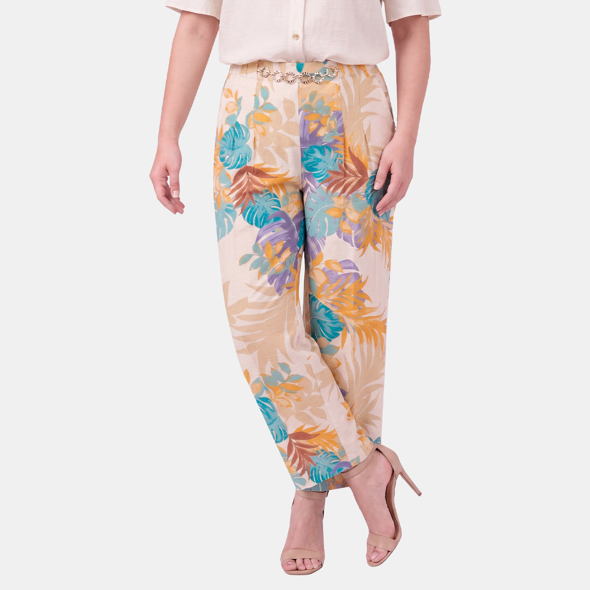 V68842 - Pantalón estampado con cadena Catalina Curvy