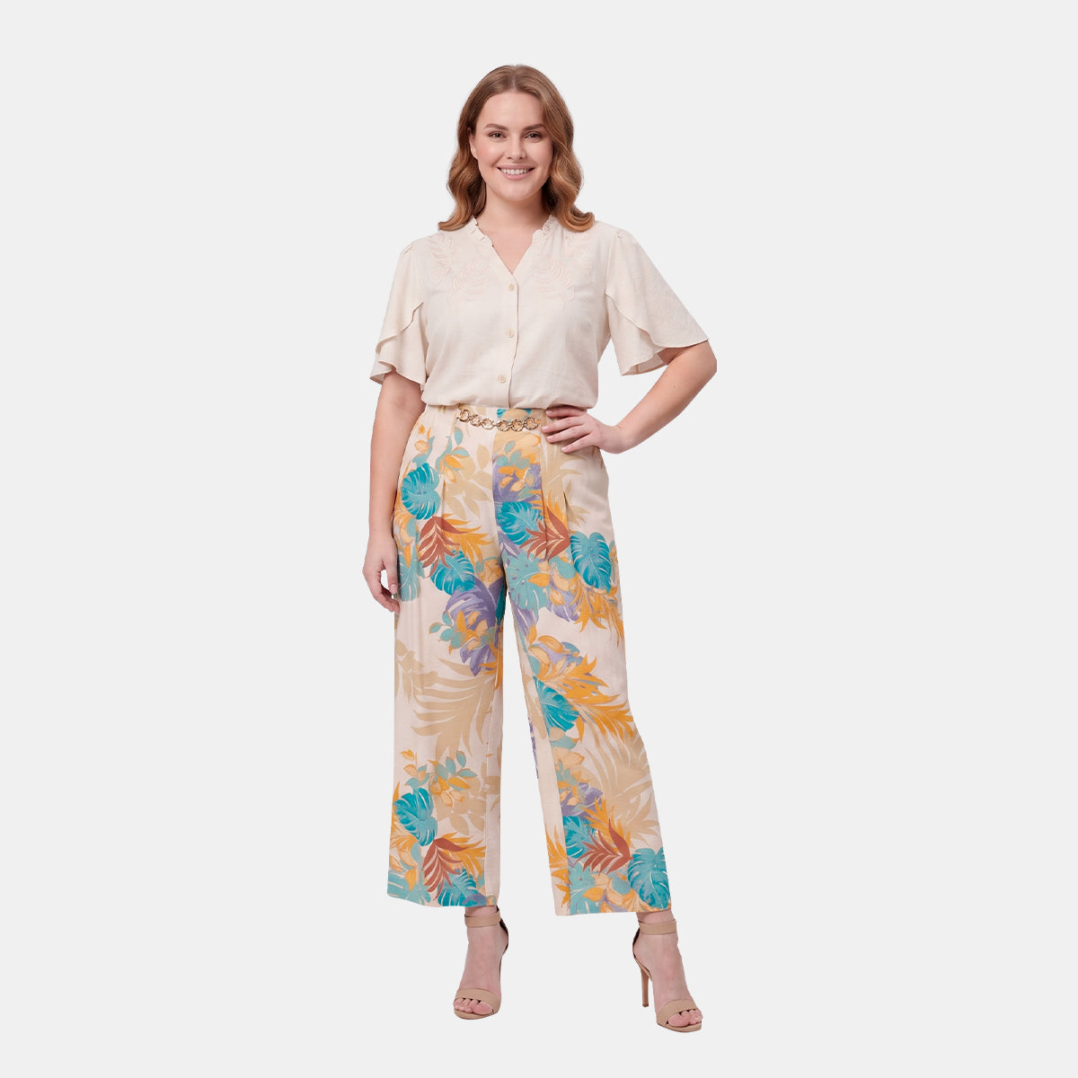 V68842 - Pantalón estampado con cadena Catalina Curvy