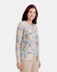 Cardigan estampado cuello redondo complemento