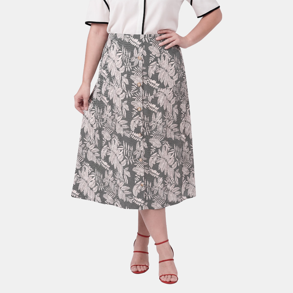 V69122 - Falda linea a con botones Leonor Curvy
