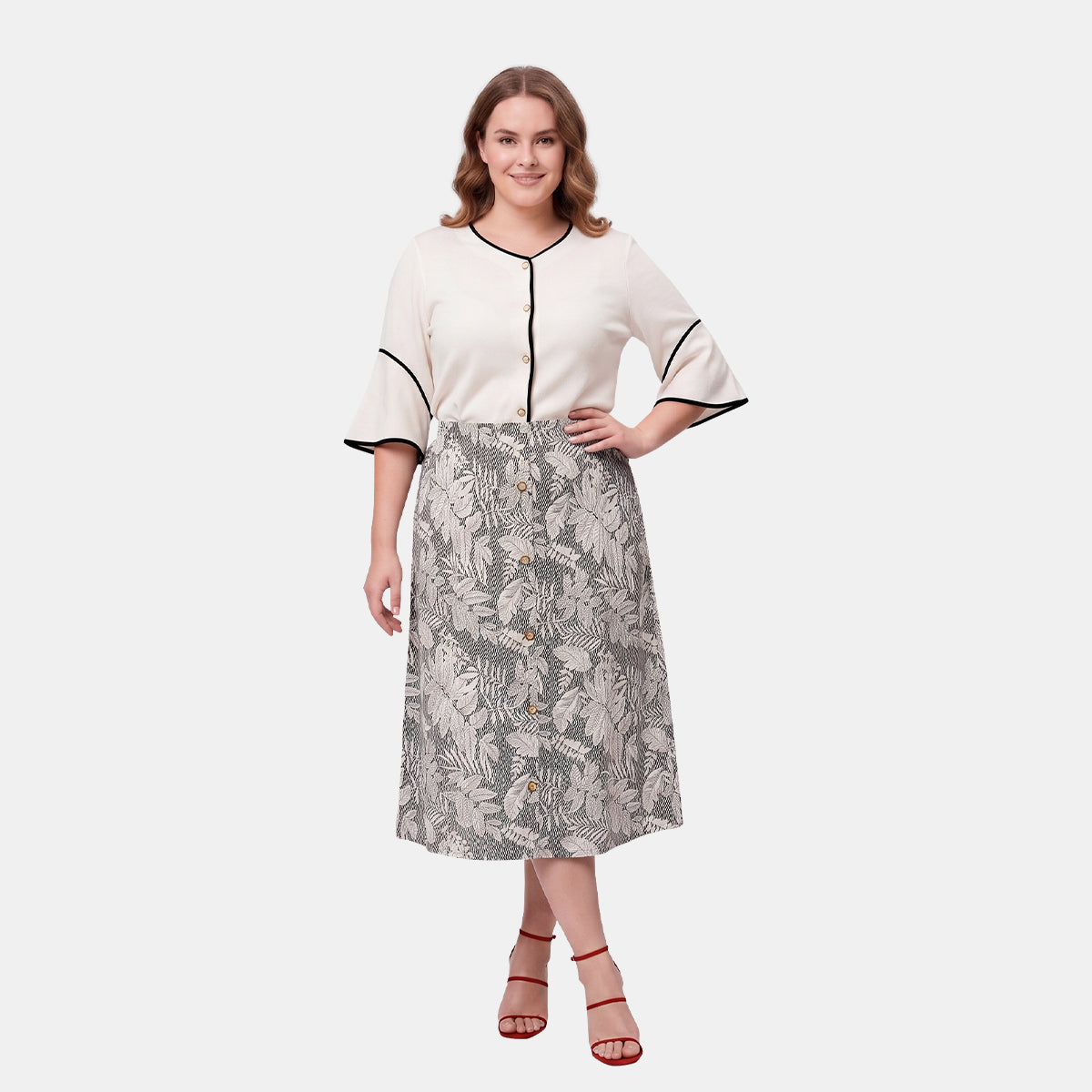 V69122 - Falda linea a con botones Leonor Curvy