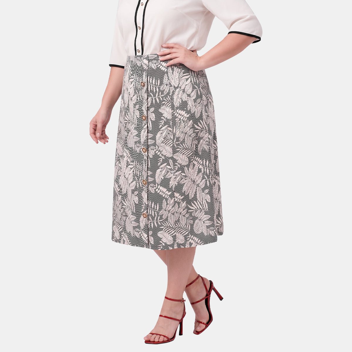 V69122 - Falda linea a con botones Leonor Curvy
