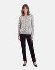 Cardigan estampado cuello redondo complemento estampado
