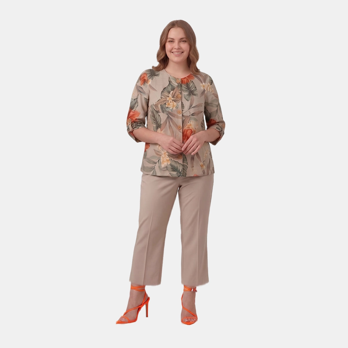 Saco estampado cuello redondo con elevador taniana Curvy