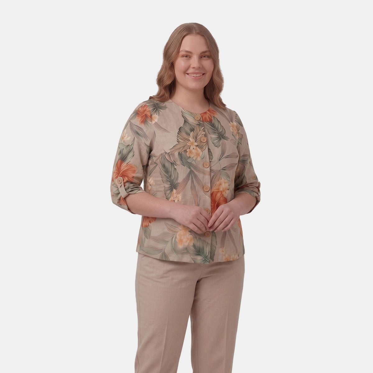 Saco estampado cuello redondo con elevador taniana Curvy