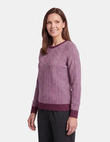 Blusa contraste cuello redondo Liam - Blusa, color morado - Vitos