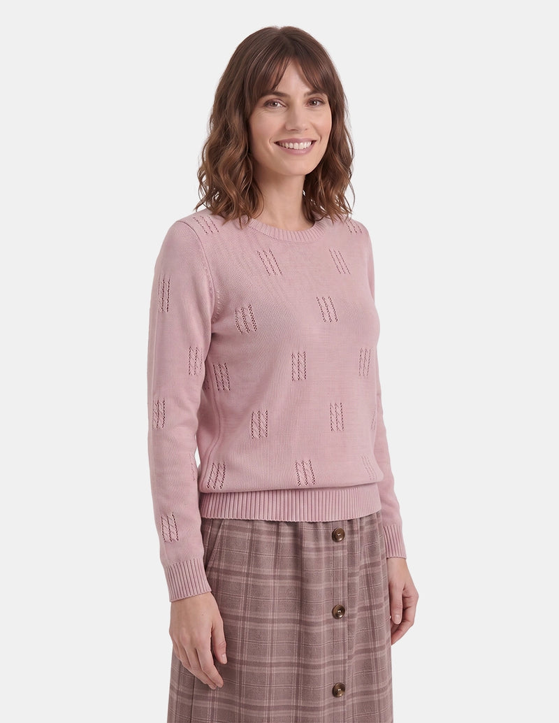 Blusa cuello redondo con trenza manga larga Eilis