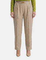 Pantalón recto beige con herraje Idris