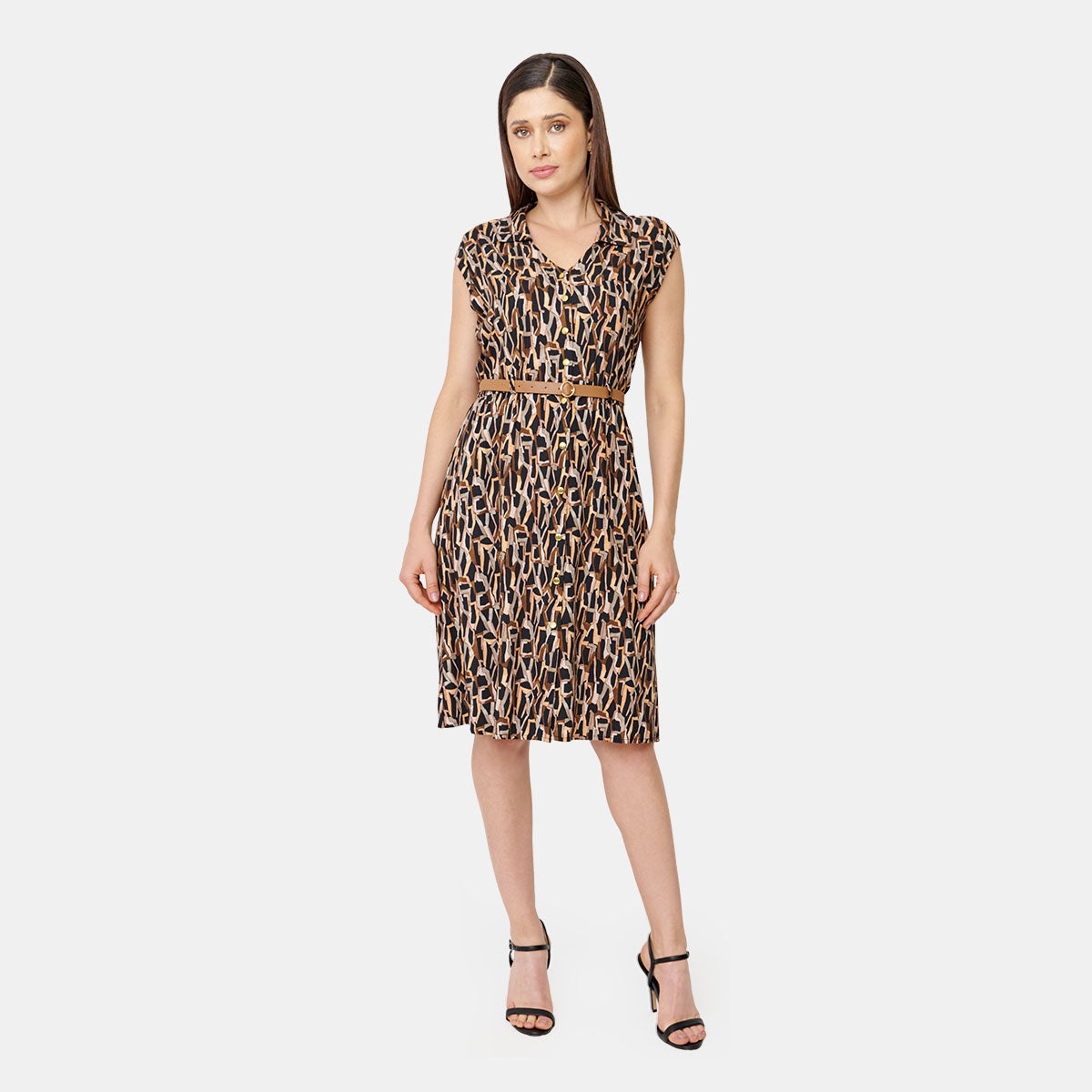 Vestido estampado con cunturón Vitos